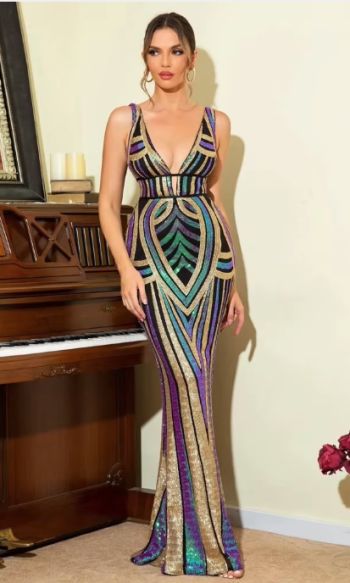 Cleopatra multi colored art decor dress