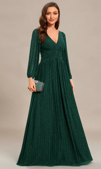 Long sleeve ruched waist green