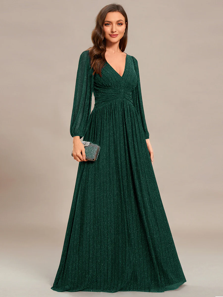 Long sleeve ruched waist green